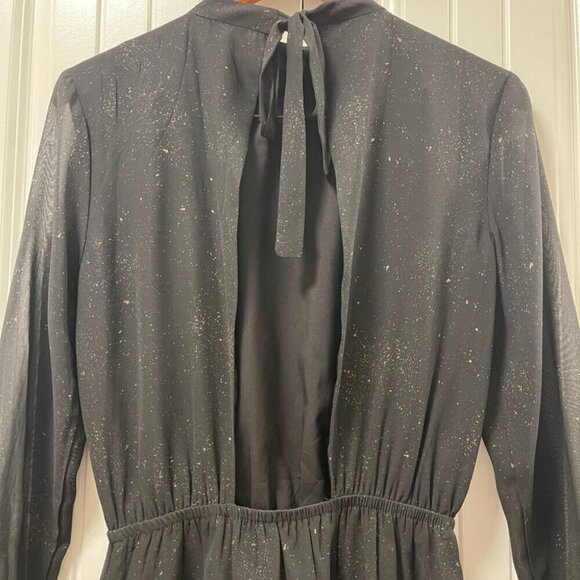 OAK + FORT Celestial Gold Flecked Long Sleeve Cutout Dress Black –  S - Picture 9 of 14